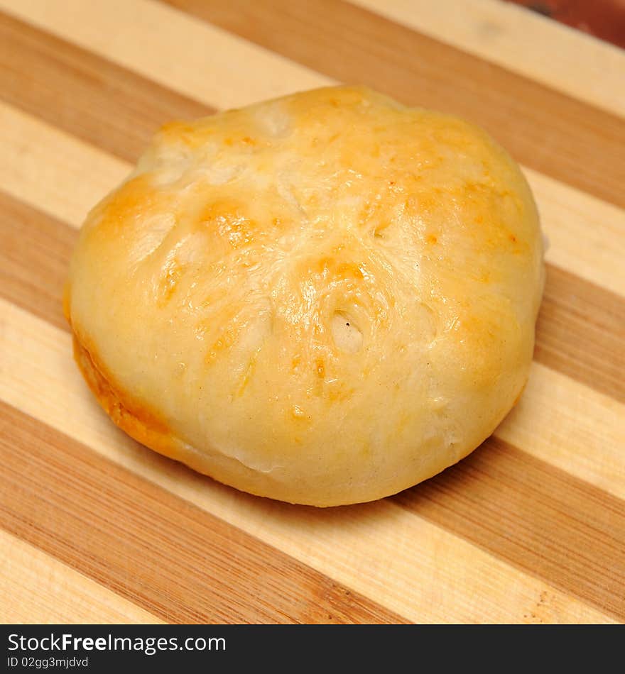 One little bread out of the oven. One little bread out of the oven