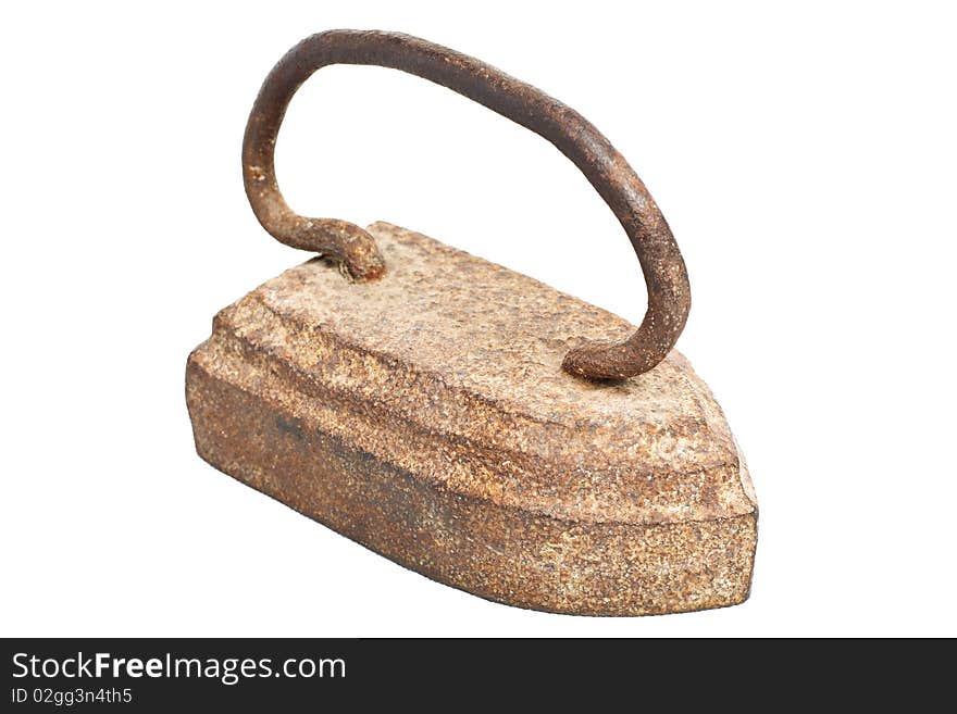 Old vintage Russian Soviet rusty iron isolated on a white background with cliping path