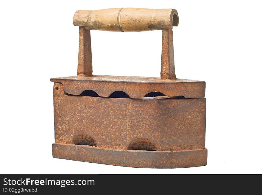 Vintage rusty iron on white background.