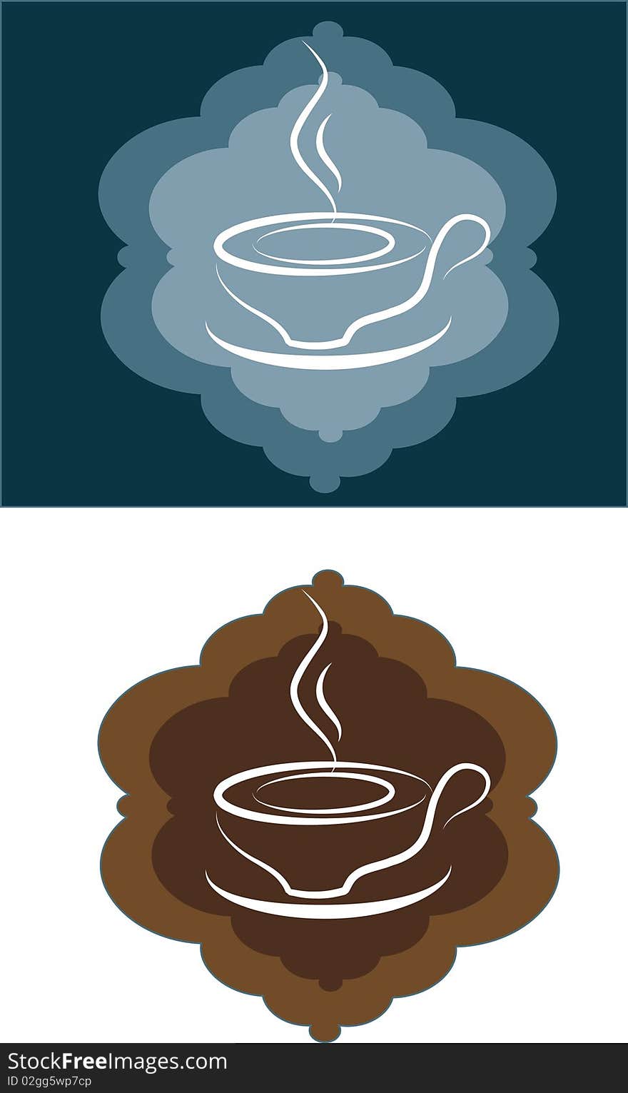 Two coffee cup outlines, illustration. Two coffee cup outlines, illustration