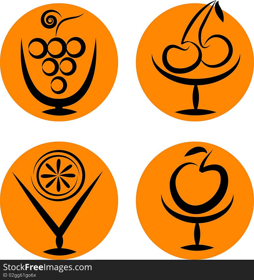 Fruit Shakes And  Cocktails Icons - 1