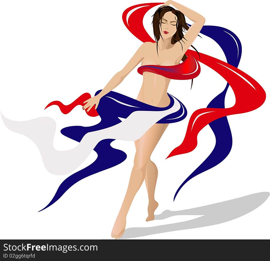 Woman in red white and blue. Woman in red white and blue