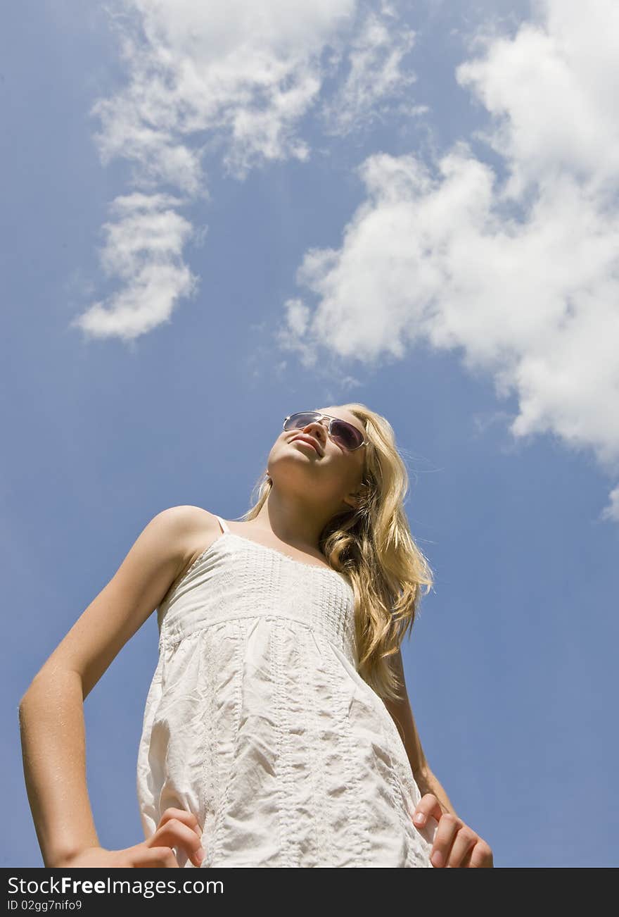 Teenager girl with sunglasses