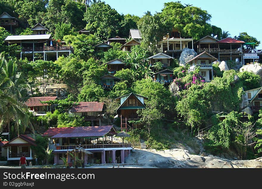 Houses on the mountain ,Koh Pangan, Thailand