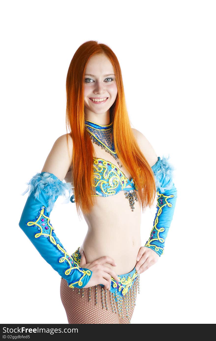 Red haired girl in carnival suit. Red haired girl in carnival suit