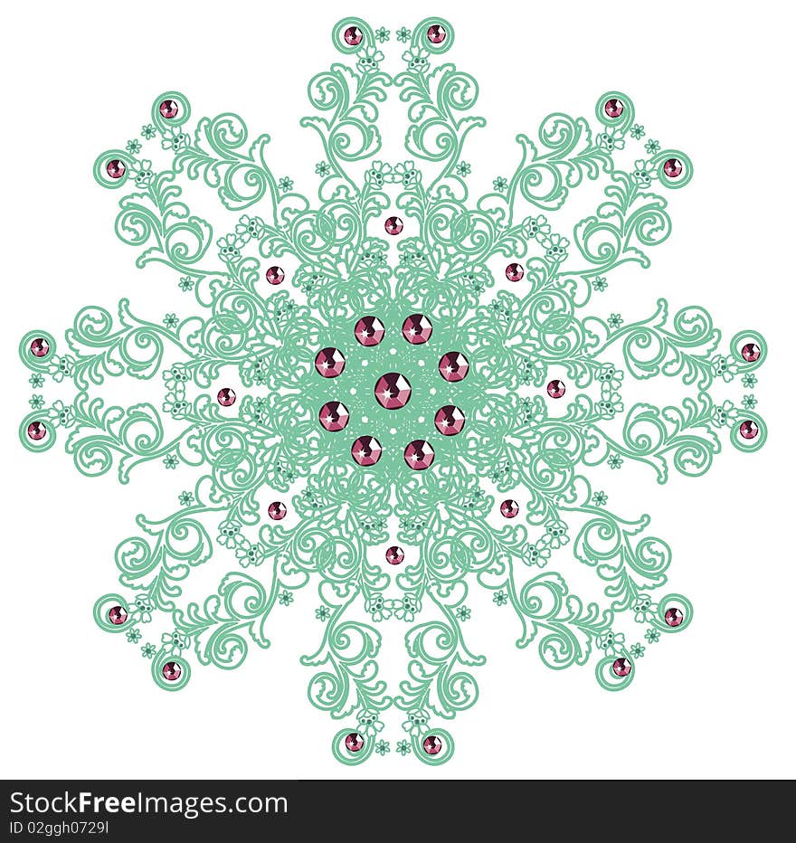 Graphic design green floral pattern on white background. Graphic design green floral pattern on white background