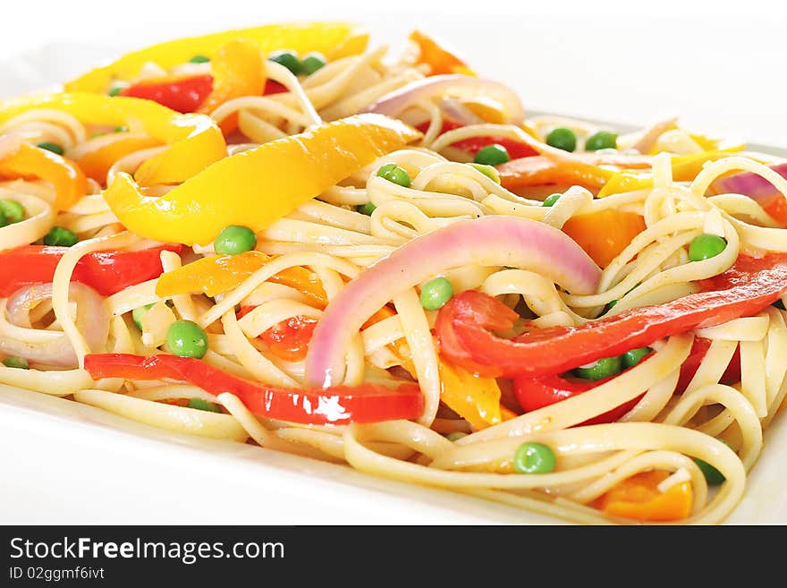 Pasta with vegetables angle