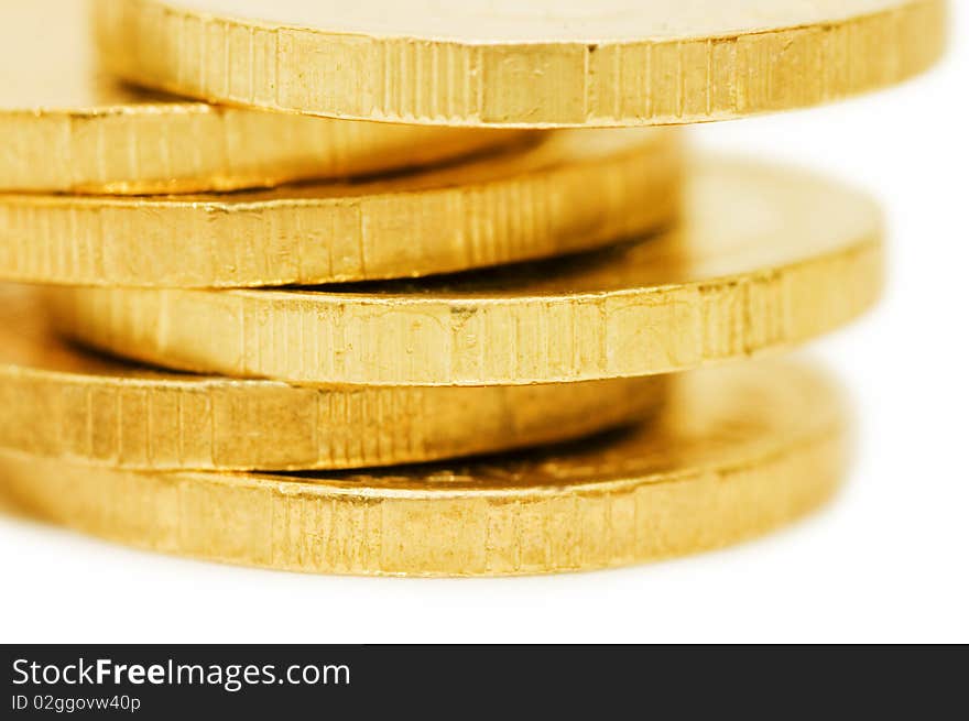 Golden coins isolated on white background. Golden coins isolated on white background