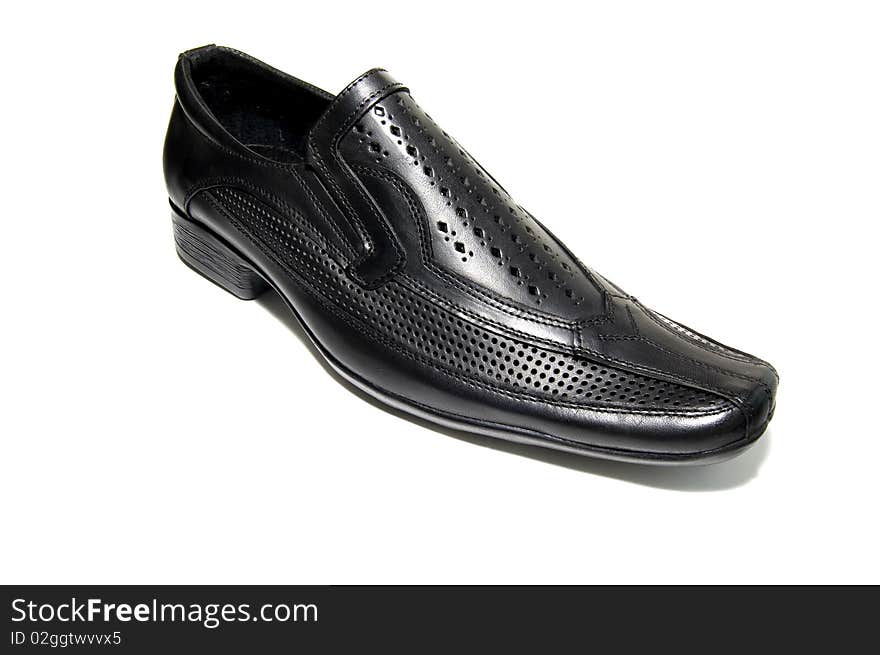 Black leather shoe