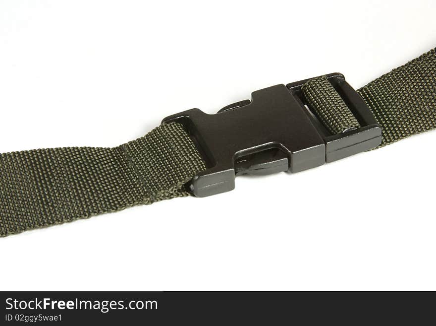 Green belt with a buckle on a white background