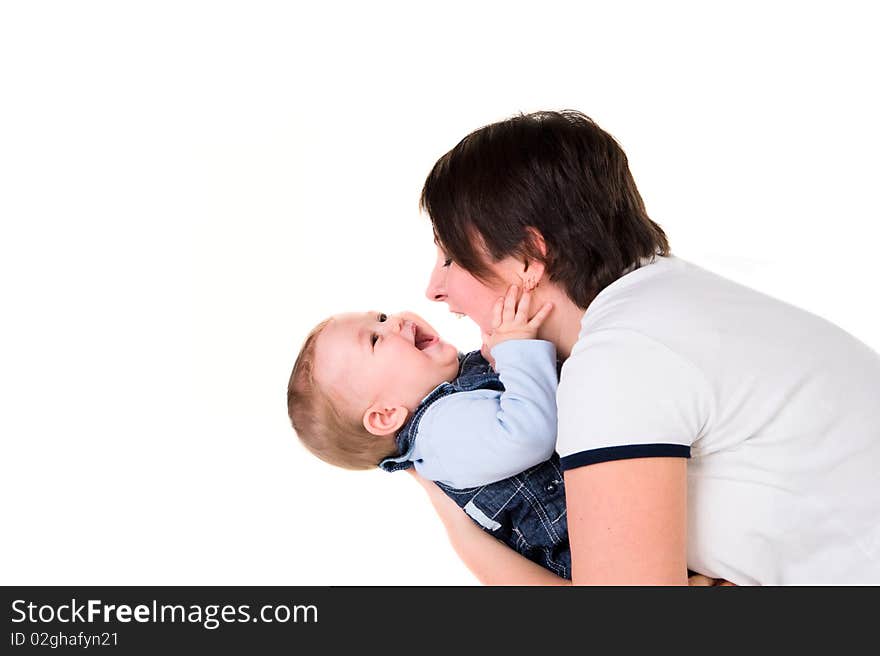 Happy mother with baby boy