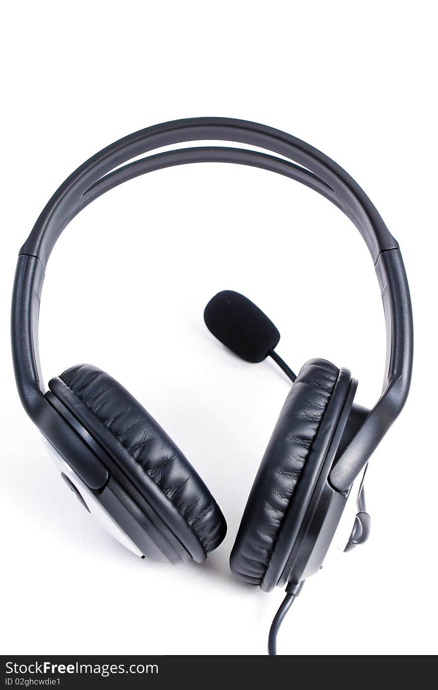 Headphone with microphone on white background. Headphone with microphone on white background