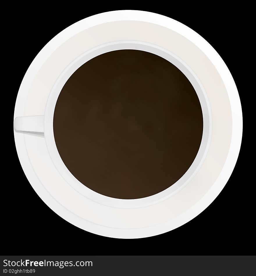 Cup of coffee isolated on black background