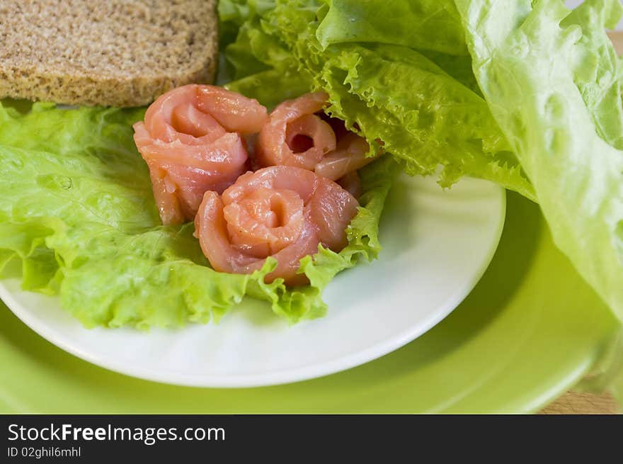 Salmon and  salad