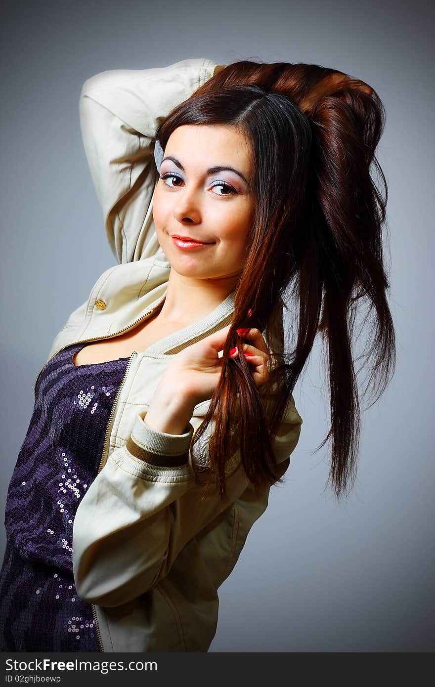 Young woman posing in studio