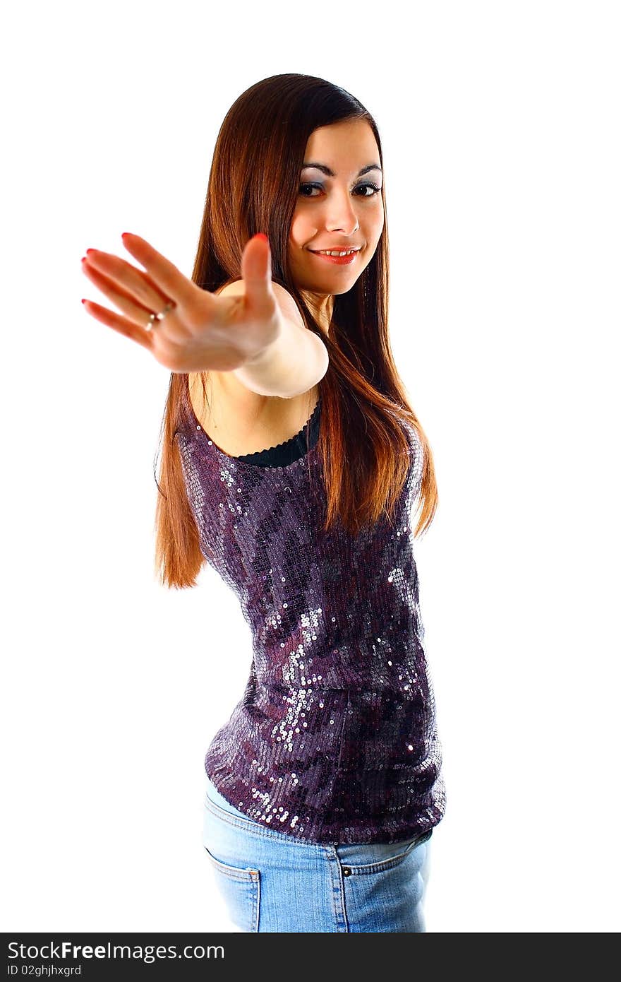 Young woman posing in studio