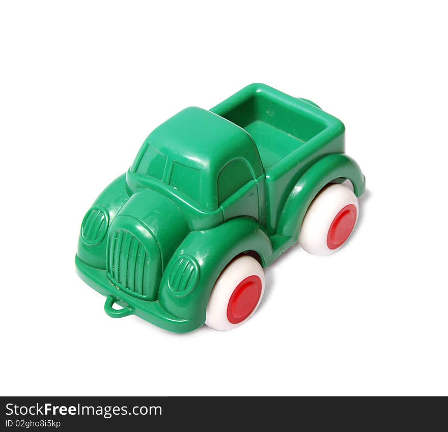 Green car isolated on the white background