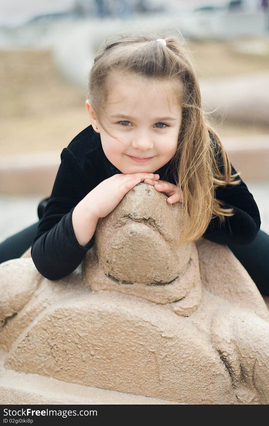 Portrait of a Girl & Turtle Statue