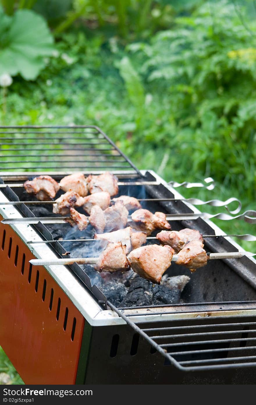 Preparing shashlik