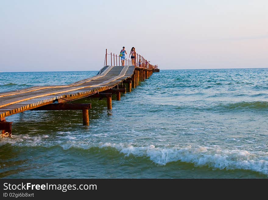 Sunset on the Black Sea. Water landscape.