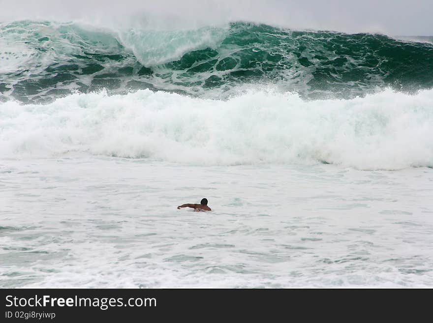 Huge wave in Hawaii.