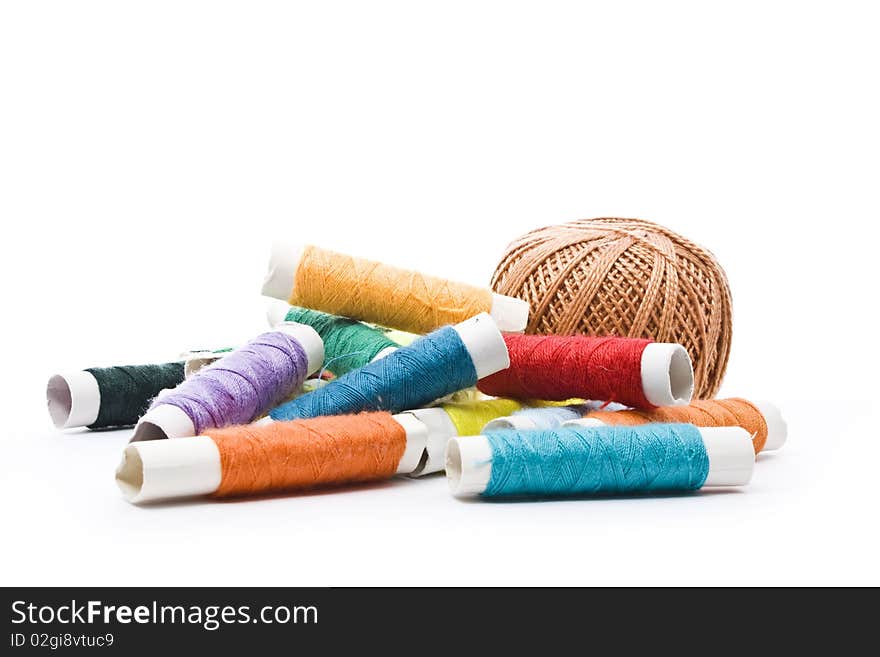 Colorful thread  isolated on white background