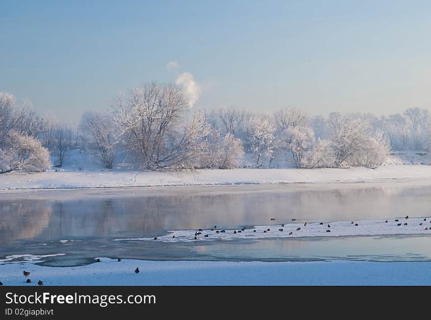 River and hoarfrost