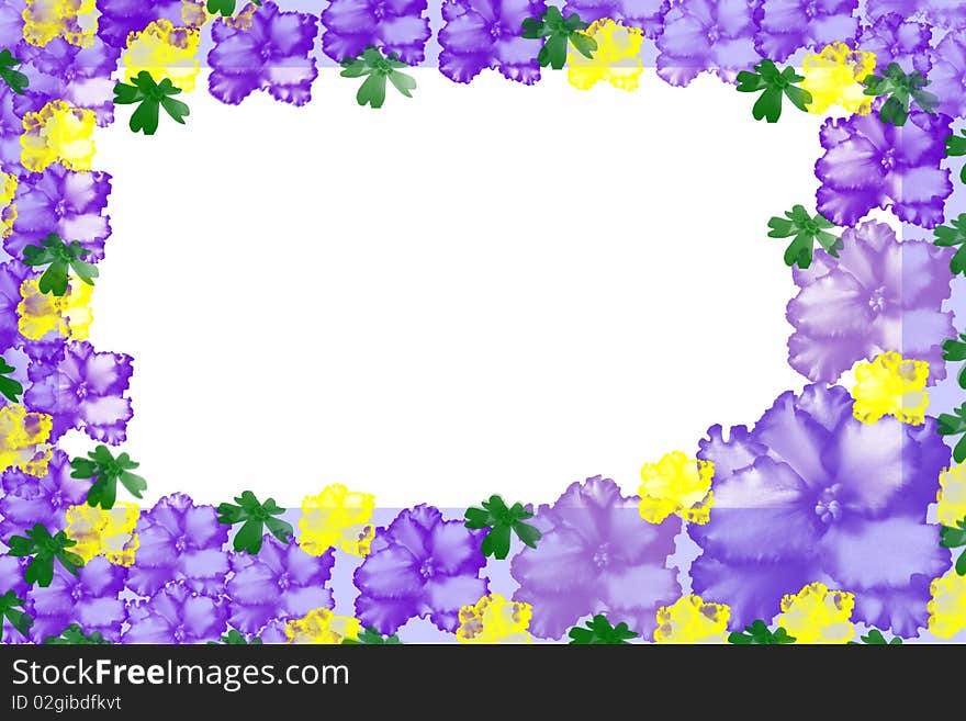 Frame with yellow and violet flowers. Frame with yellow and violet flowers