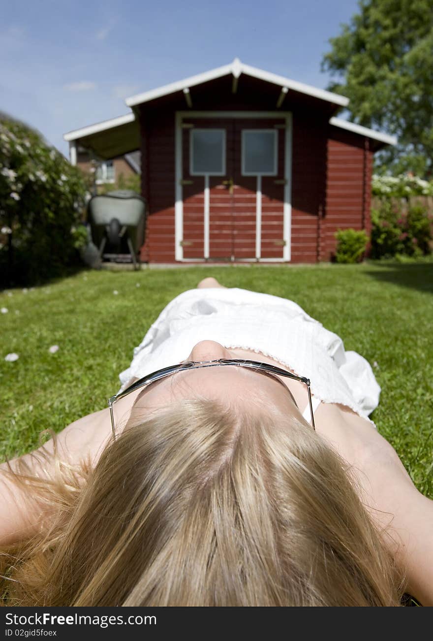 Teenage girl lying relaxed