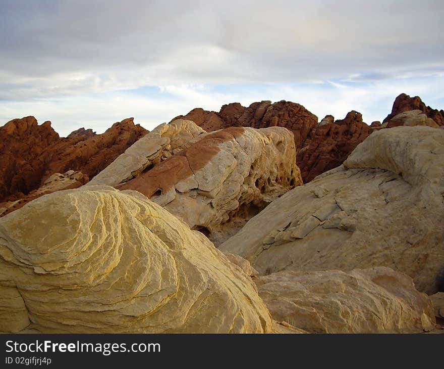 Colorful rock formations resemble cookie dough. Colorful rock formations resemble cookie dough