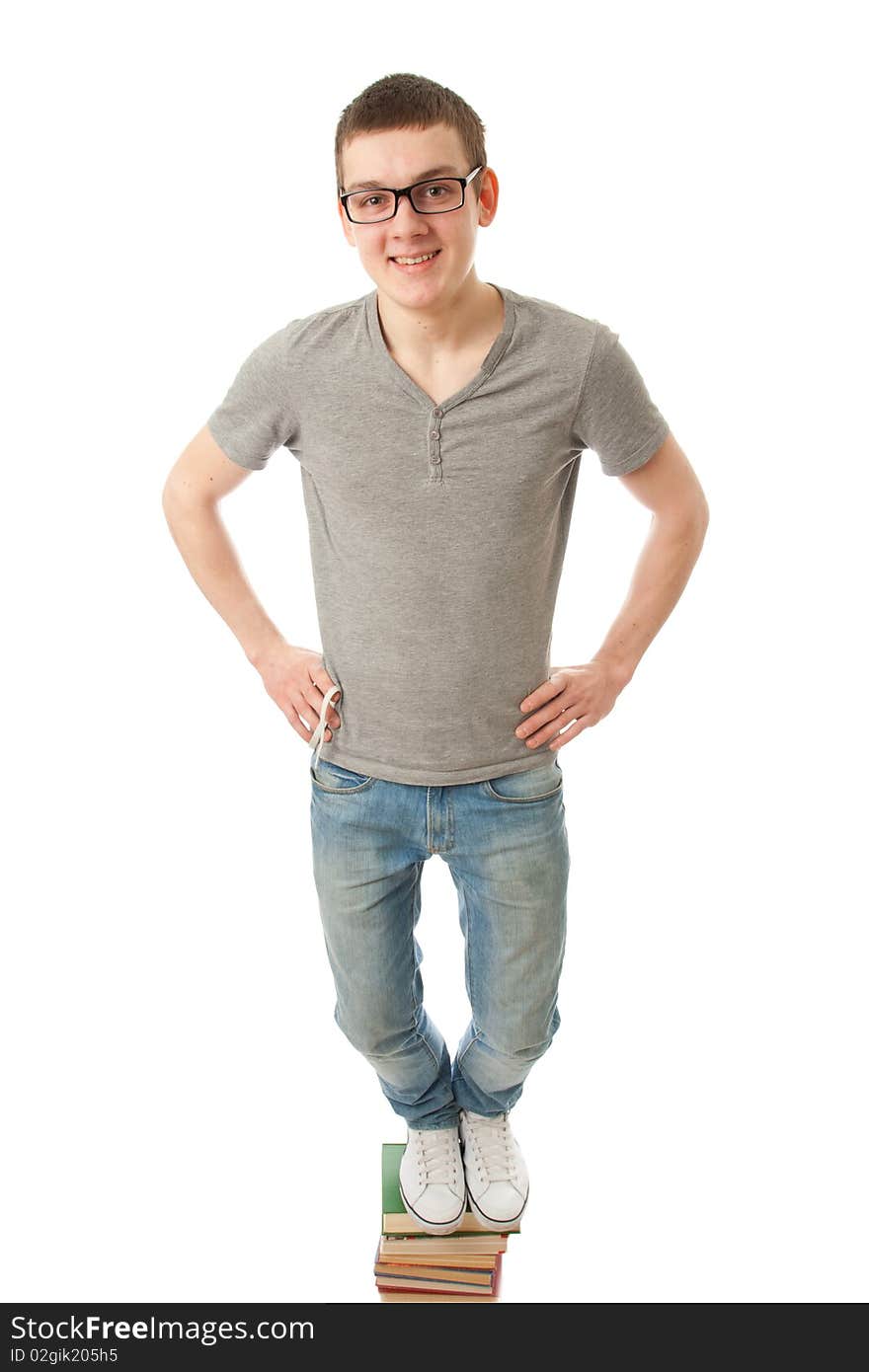 The young student isolated on a white background