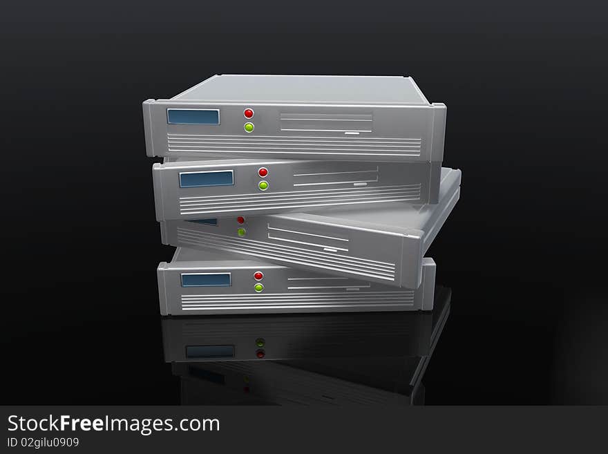 3d illustration of a rendered stacked rack server