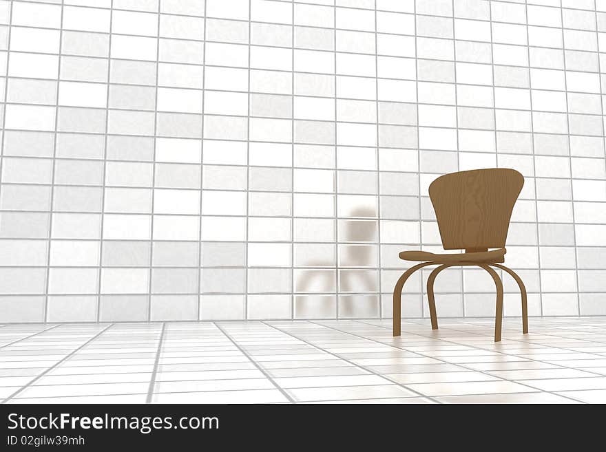 Illustration of a 3d rendered wooden chair