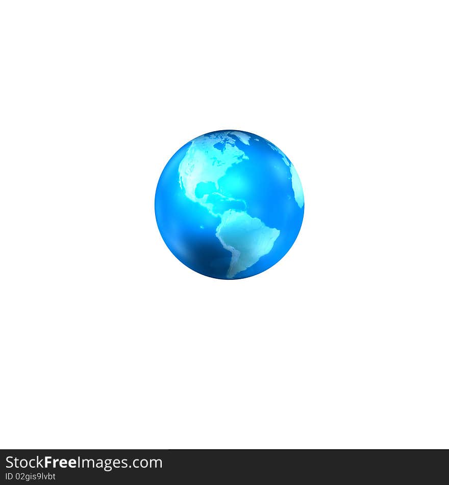 Shiny blue Earth on white background. Shiny blue Earth on white background