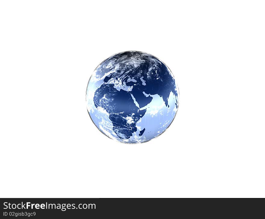 Shiny blue Earth on white background