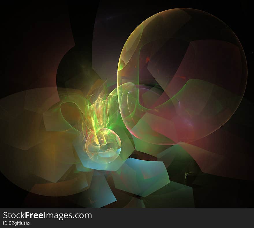 Abstract background from geometrical figures and flame