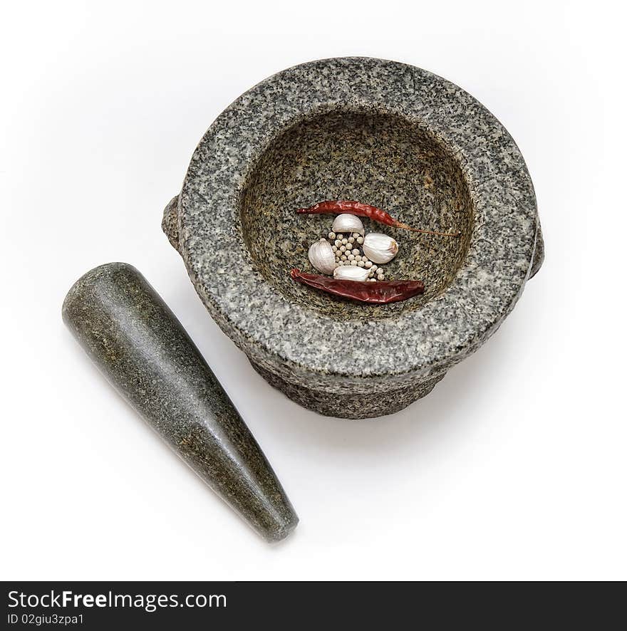 Stone mortar for grinding spices. Stone mortar for grinding spices.