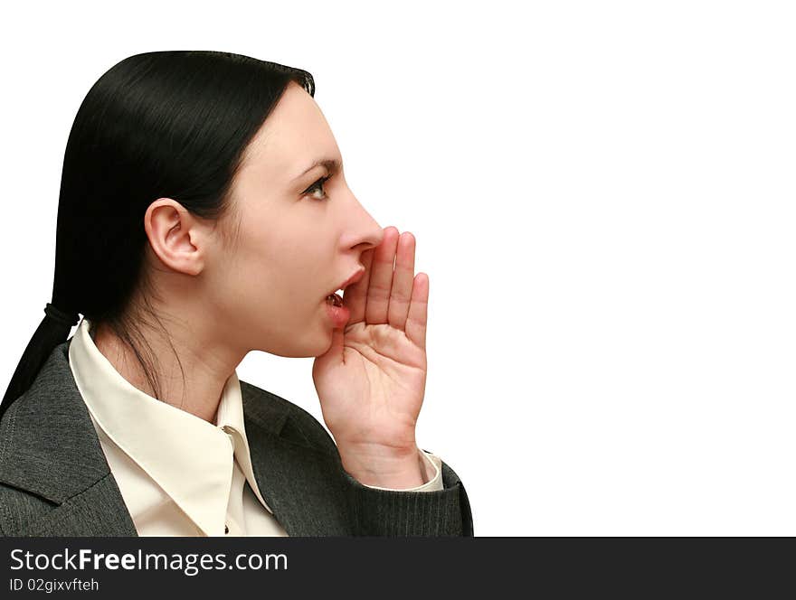 Women speaker on white background