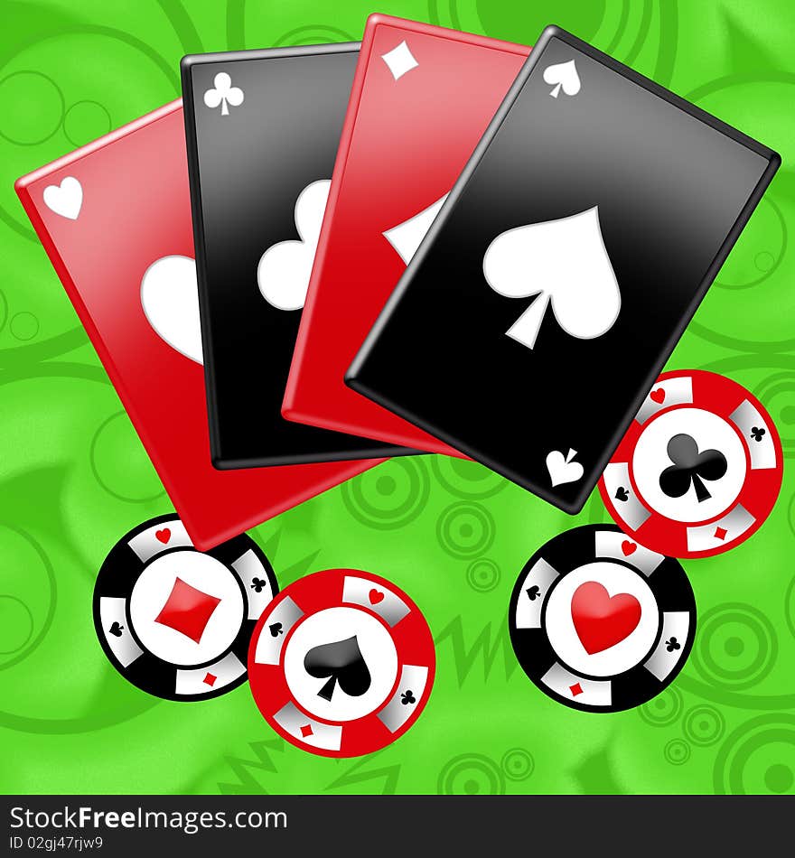 Aces of poker and chips. abstract background. Aces of poker and chips. abstract background