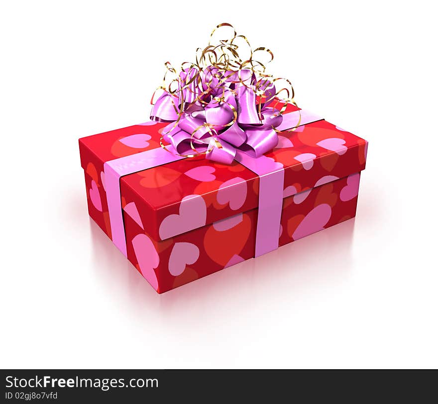 Red Gift With Pink Ribbon