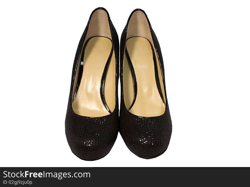 Black woman shoes isolated on white background