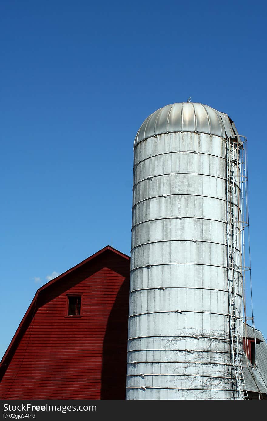 Red barn and silo