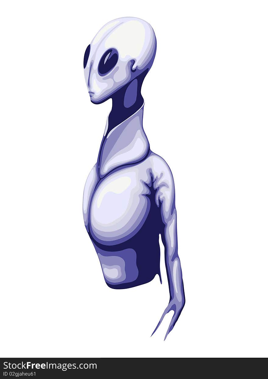 Illustration, torso and head of an alien. Illustration, torso and head of an alien