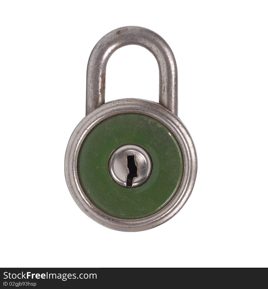 The old lock. Isolated object on a white background