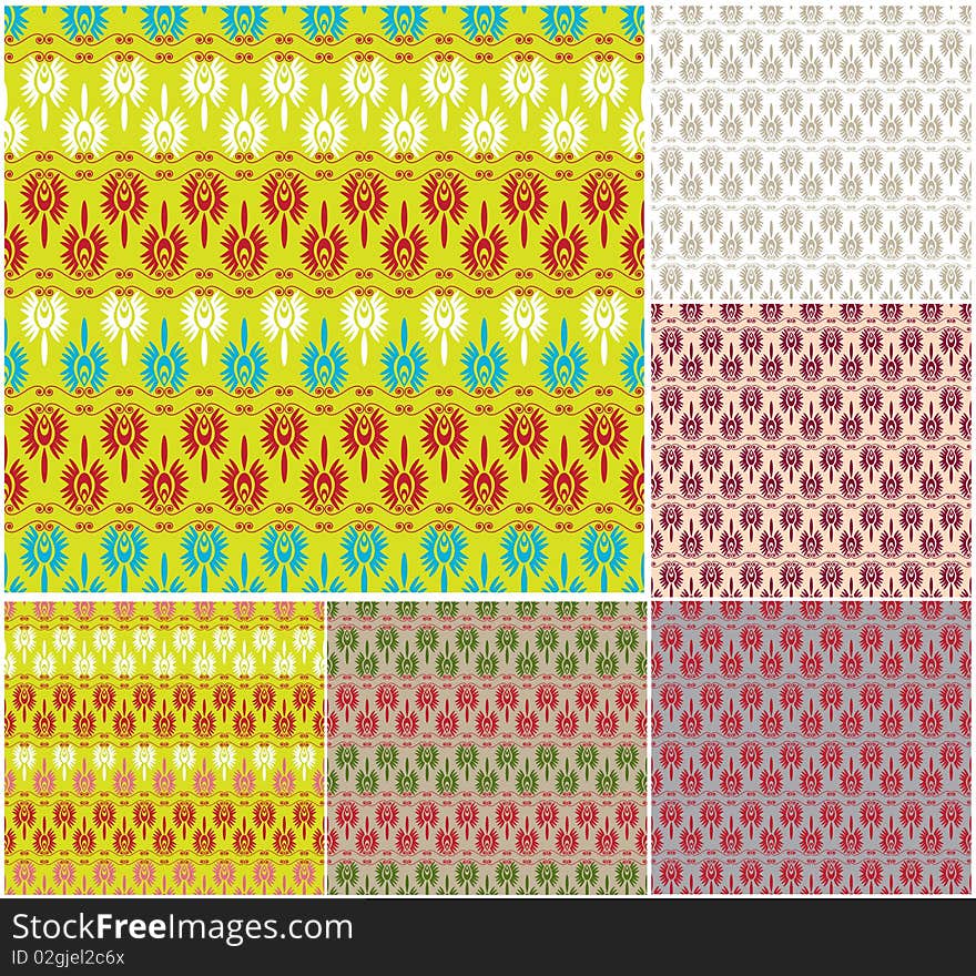 6 seamless backgrounds. Retro style