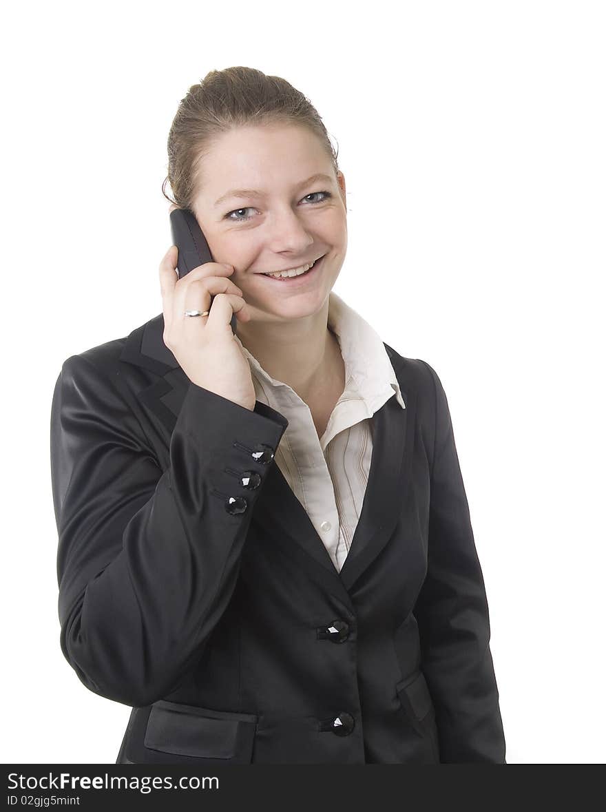 Business woman is calling by phone. Business woman is calling by phone