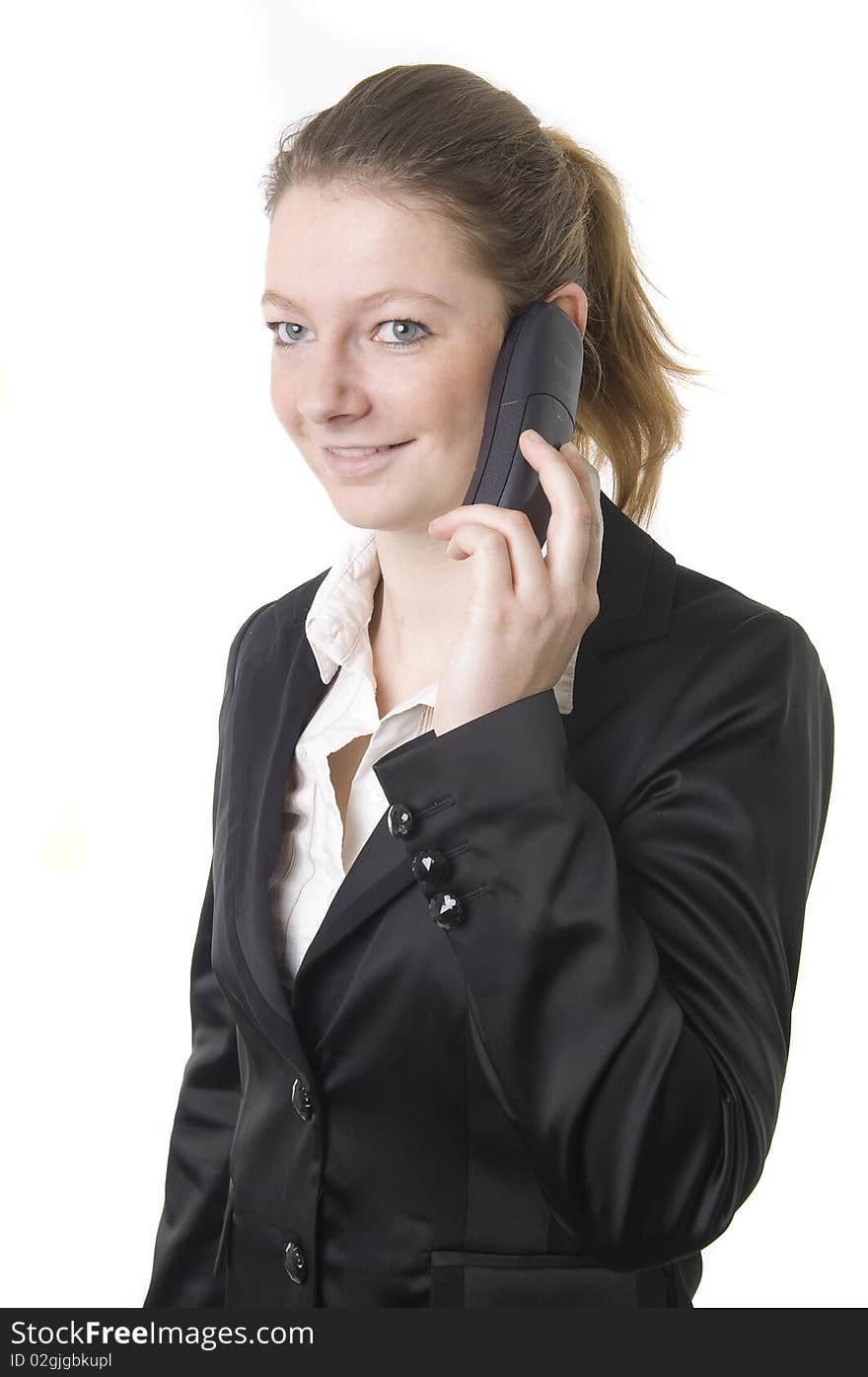 Business woman is calling by phone. Business woman is calling by phone