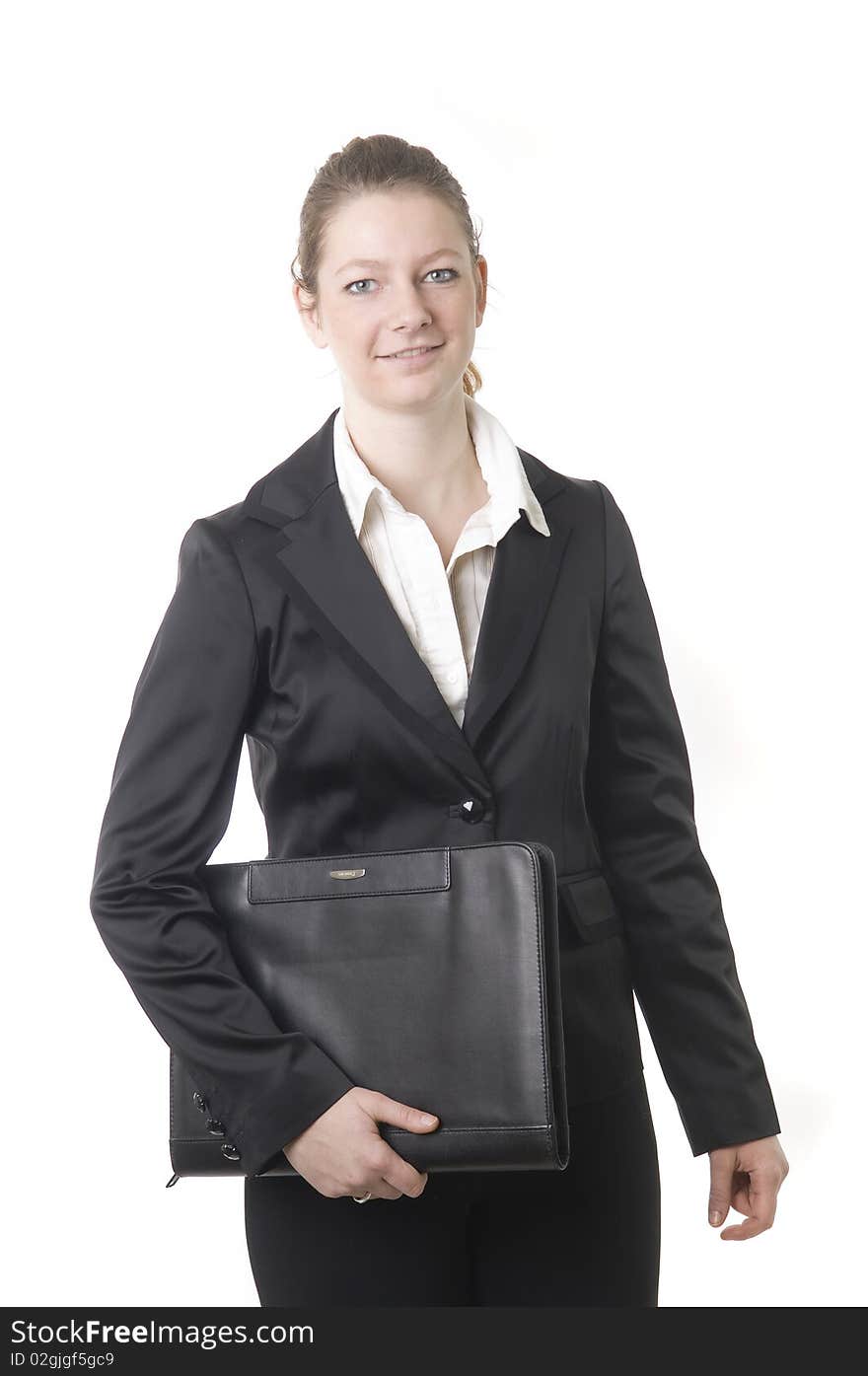 Businesswoman with black book