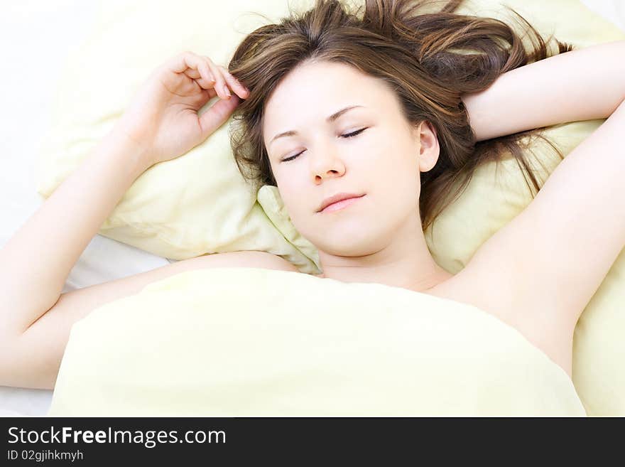 Beautiful young woman in her sleep. Beautiful young woman in her sleep