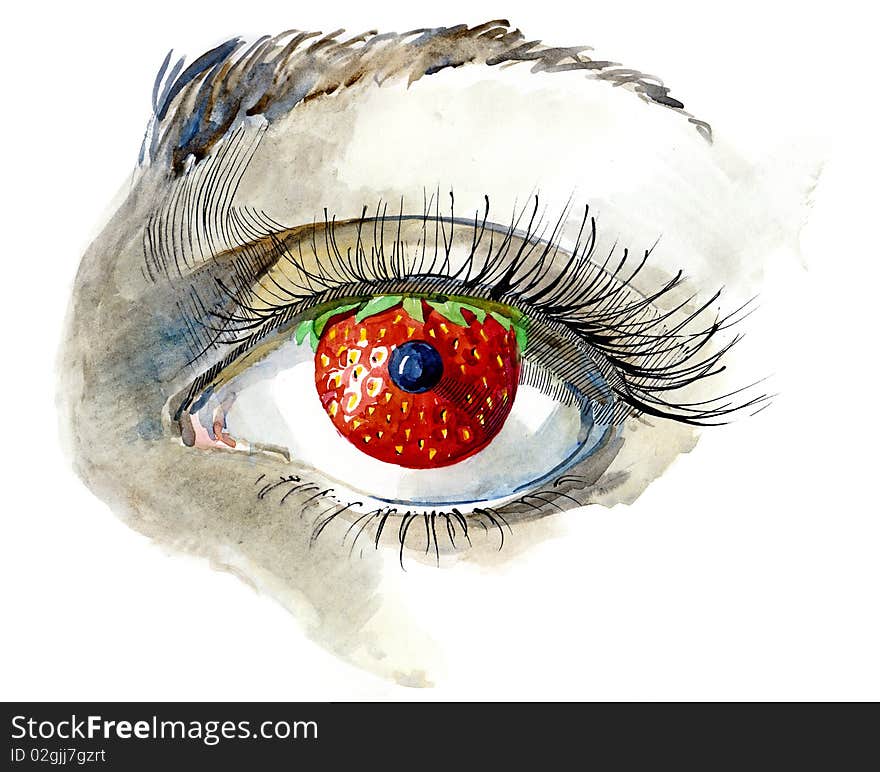 Human eye with strawberry inside (series C). Human eye with strawberry inside (series C)